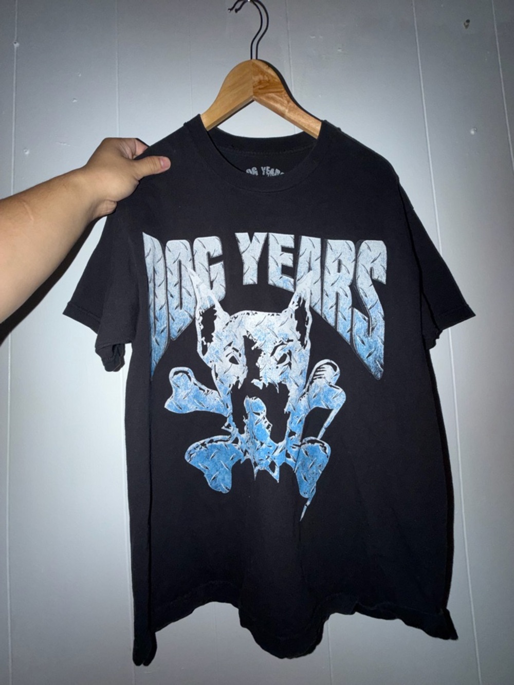 Black Graphic Dog Tee with Blue Print